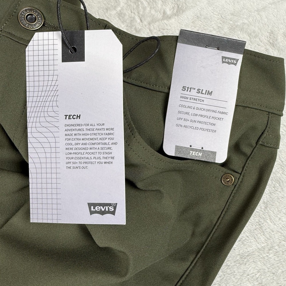 Levi's 511 Slim Tech Stretch Pants Forest Green Men's‎ 29x30 New $69.50 - Picture 5 of 10